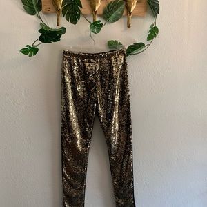 Gold sequin leggings